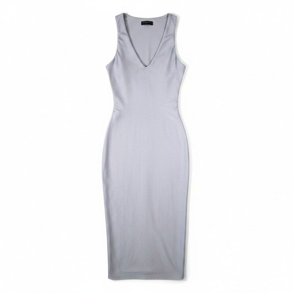 Naked Wardrobe New Womens V Neck Shine Bodycon Midi Dress Lavender S Minimalist